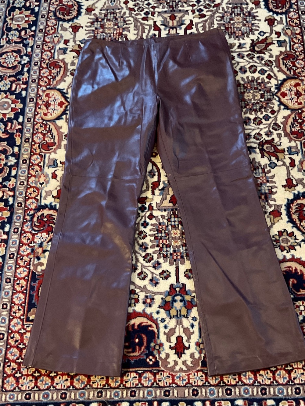 Cami International Gorgeous Plum Women’s 100% Real Leather Straight-Leg. Size 14